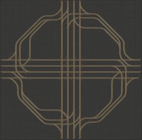 4 Lane Train Intersection 1-2-1 RHD preview
